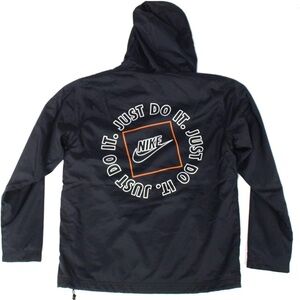 Nike Men's Black Windbreaker with Orange Accents